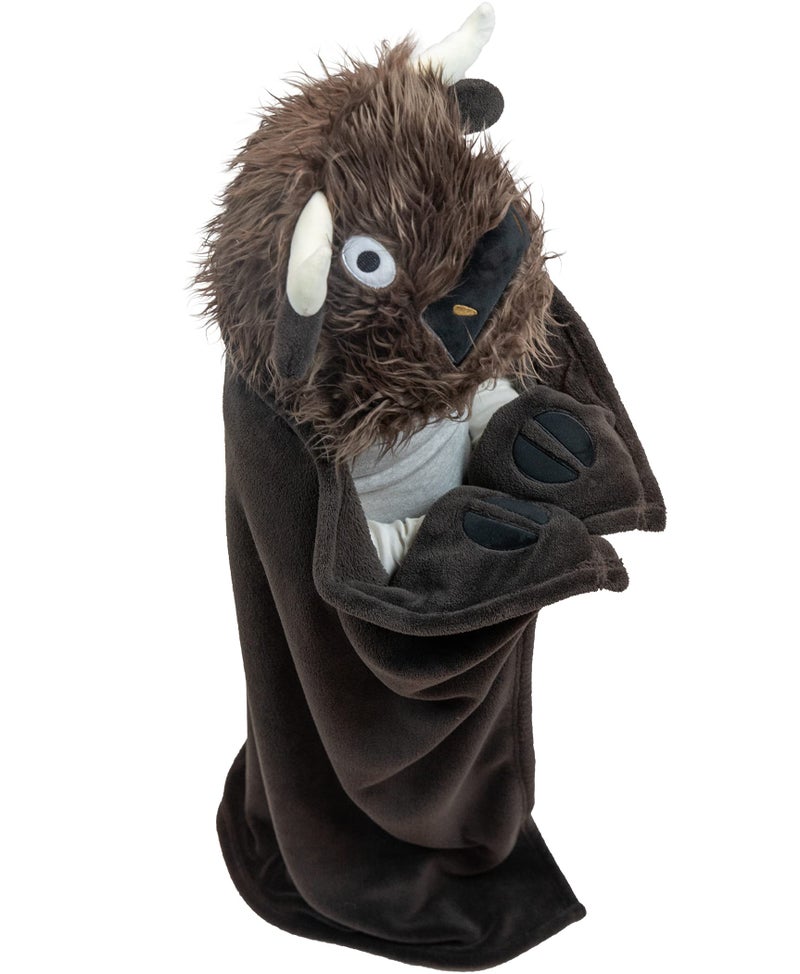 Lazy One Wearable Hooded Blanket for Kids, Animal Hooded Blanket (Buffalo) - Image 1